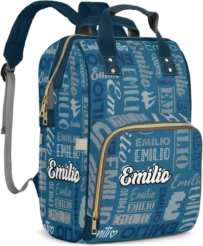 Miniatura 22 de Bolsas de bebé con nombre personalizado, mochila de nylon personalizada para bebé niño mamá, gran capacidad, impermeable, multifuncional, correas