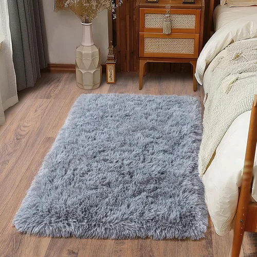 Miniatura 57 de Alfombras suaves para pasillos de dormitorio, nuevas, con parte inferior antideslizante mejorada, de 2 x 3, alfombra esponjosa y peluda verde