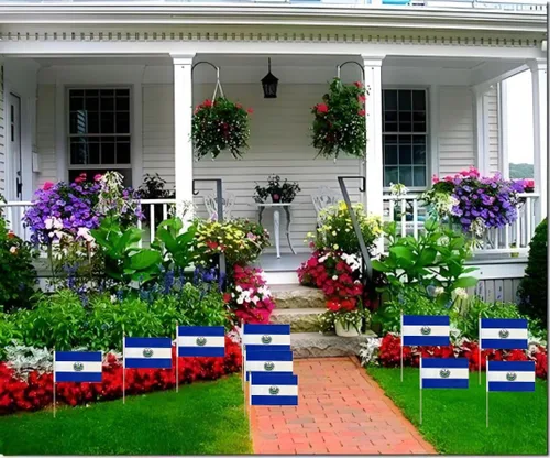 Miniatura 7 de Paquete de 20 banderas de El Salvador de El Salvador, banderas pequeñas de mano para decoraciones (5 x 8 pulgadas), esenciales para fiestas