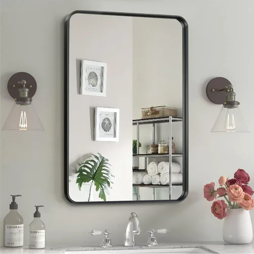 Miniatura 22 de NicBex Espejo de tocador de baño de 32 x 22 pulgadas, espejo de pared con marco de aleación para tocador de baño, dormitorio, pasillo y decoración