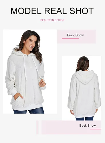 Miniatura 2 de Dokotoo - Sudadera con capucha para mujer, mullida, abrigada, informal, suelta, con bolsillos, ropa de exterior, tallas S-XXL