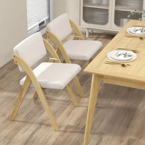 Miniatura 9 de GOFLAME Juego de 2 sillas de comedor plegables, sillas de cocina tapizadas con asiento y respaldo acolchados, sillas laterales modernas con patas