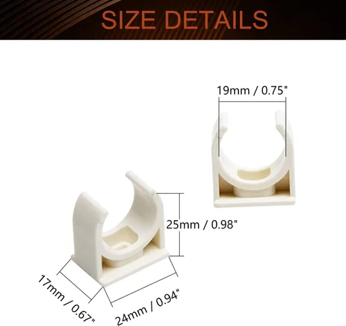 Miniatura 2 de MroMax 20 abrazaderas de PVC para tuberías de agua de 0.787 in/0.79 pulgadas de identificación, hebillas blancas en forma de U, soporte