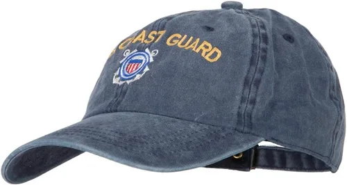 Miniatura 2 de Gorra de sarga de algodón lavado bordado con logotipo de la Guardia Costera de EE. UU.