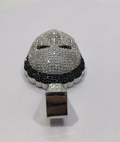 Miniatura 5 de DTJEWELS - Juego de puntas de corte redondo de 3.50 quilates, diamante blanco y negro, para hombre, máscara de Halloween, colgante de plata de ley