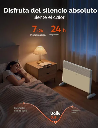 Miniatura 7 de Ballu Calentador de espacio de panel de convección para habitación grande, calentador eléctrico de 1500 W con termostato programable, control