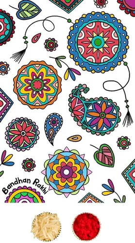 Miniatura 6 de Juego de regalo de Rakhi para hermano y bhabhi Incluye hermoso rakhi para Bhai y Lumba Rakhi para Bhabhi, Roli Chawal, imán y chocolate Envía