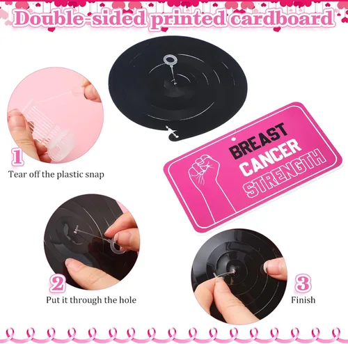 Miniatura 3 de 24 piezas colgantes de conciencia sobre el cáncer de mama, decoración de techo para fiesta de cáncer de mama, cinta rosa, fortaleza, coraje