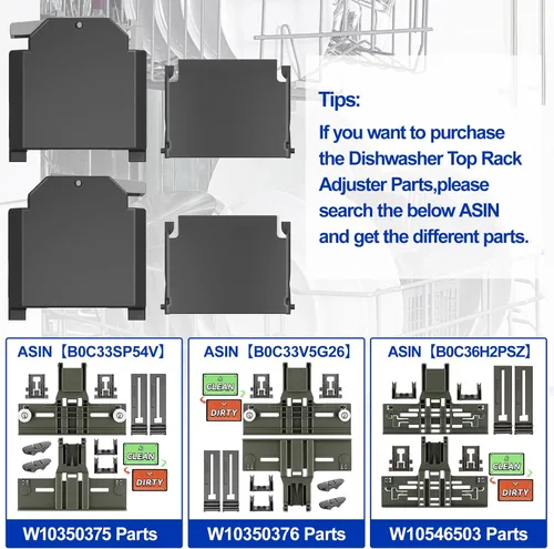 Miniatura 5 de ACTUALIZADO W10320664 W10320665 - Ajustador de lavavajillas para Kenmore Whirlpool Lavavajillas Top Rack Parts, WDT730PAHZ0 WDT970SAHZ0 Piezas