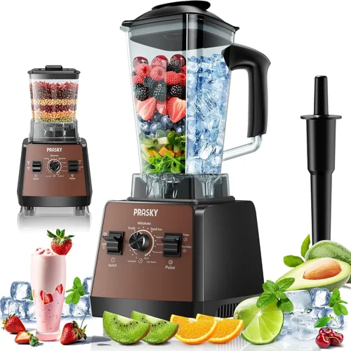 Miniatura 8 de Batidoras para cocina, licuadora de batidos, 2400 W/1000 W Prasky Blender & Grinder Combo, 25,000 RPM de alta velocidad, procesador de alimentos sin