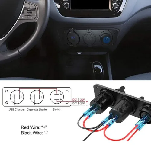 Miniatura 5 de Panel de enchufe USB QC3.0 dual para automóvil, impermeable, 12 V, adaptador de toma de corriente y interruptor de palanca de encendido y apagado