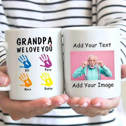 Miniatura 8 de InterestPrint Taza de café personalizada para papá con nombres de los niños, taza de Feliz Navidad de tus hijos pequeños favoritos, regalo