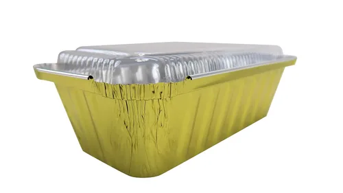 Miniatura 8 de KitchenDance - Molde para pan desechable de aluminio con tapas de plástico, 2 libras, color dorado, 1850P
