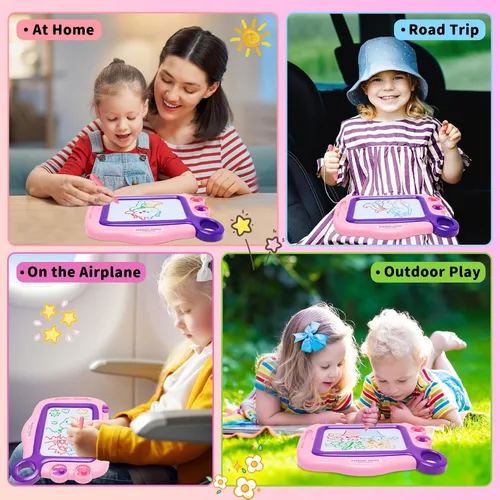 Miniatura 8 de Tablero magnético de juguetes para niños pequeños, tablero de dibujo magnético para niños pequeños, grabado de tamaño de viaje, escritura, pintura