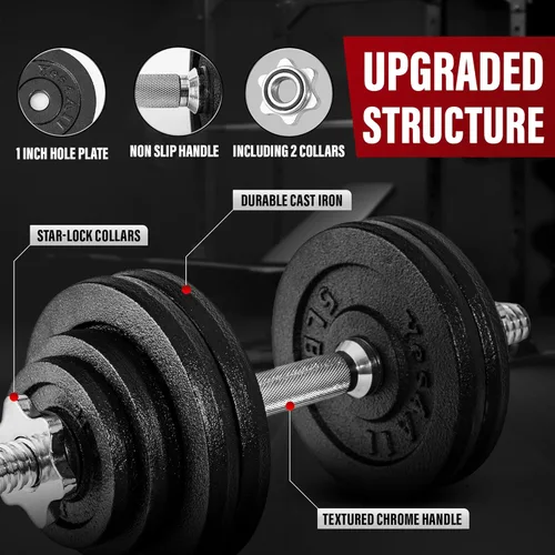Miniatura 4 de Yes4All Old School Adjustable Dumbbell Set with Weight Plates, Star Lock Collars/Connector, 40lbs to 200lbs Adjustable Weight Plates Set