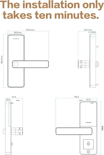 Miniatura 6 de NGTeco Cerradura de puerta inteligente con manija de palanca, cerrojo de huella digital sin llave Wi-Fi, control de aplicación y teclado de pantalla
