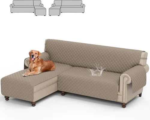 Miniatura 9 de cjc Funda de sofá reversible para perros con correas elásticas, resistente al agua, protector de muebles para mascotas, funda de sofá para sofá de 3