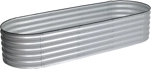 Aoodor Kit de cama de jardín elevada ovalada galvanizada de 17 pulgadas de alto, caja grande de metal 6 en 1 para verduras, flores y hierbas, 7.5 x