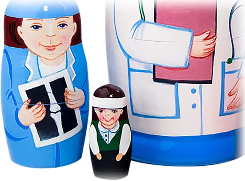 Miniatura 3 de Muñeca anidadora de madera rusa de 5 piezas de enfermera