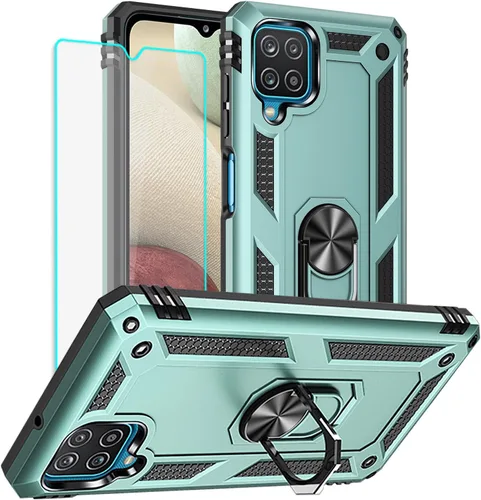 Miniatura 21 de Yiakeng Funda para teléfono Galaxy A12, Samsung A12 con protector de pantalla HD, fundas protectoras de grado militar con anillo para Samsung Galaxy