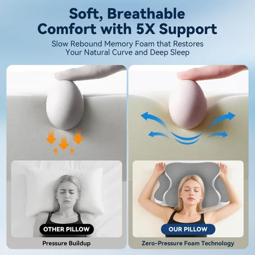 Miniatura 6 de Almohada para la apnea del sueño con dolor de cuello y alivio de ronquidos, almohada cervical ortopédica, almohada ergonómica de espuma