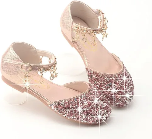 Miniatura 7 de Zapatos planos de ballet Mary Jane con diamantes de imitación para niña, con brillantina, para niña de las flores, para boda, fiesta, zapatos
