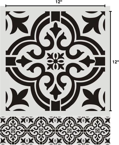 Miniatura 8 de FOUR-C - Plantillas para pintura floral, para suelo, pared, azulejos, tela, muebles, madera, suministros de arte y manualidades, plantilla