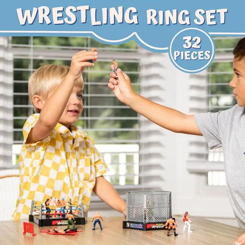 Miniatura 2 de ToyVelt Juego de juguetes de lucha libre con 32 piezas de 2 pulgadas, figuras de acción de la WWE para niños de 8 a 12 años, juguetes seguros