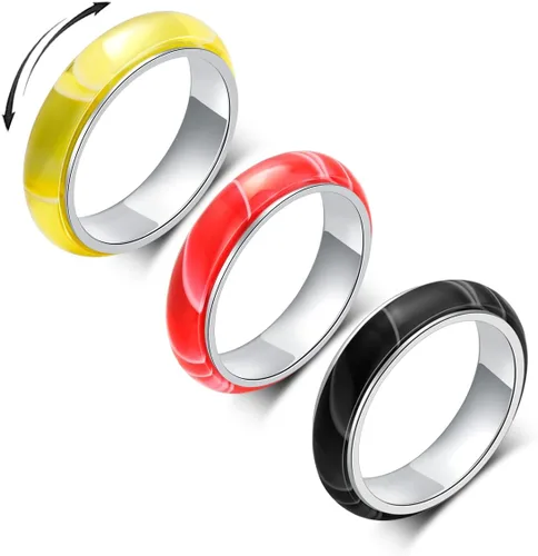 Miniatura 8 de Anillo de ansiedad OreilleStar para mujeres, anillo giratorio de titanio y acero inoxidable, anillo de ansiedad para hombres, 6mm de ancho con Plata