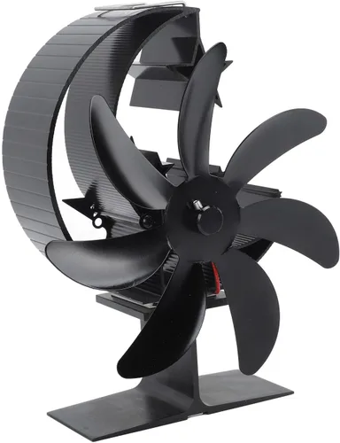 Miniatura 8 de Hilitand Ventilador de estufa de 7 aspas, ventilador de estufa de leña, modelo luna, ventiladores superiores para estufa de leña (negro)