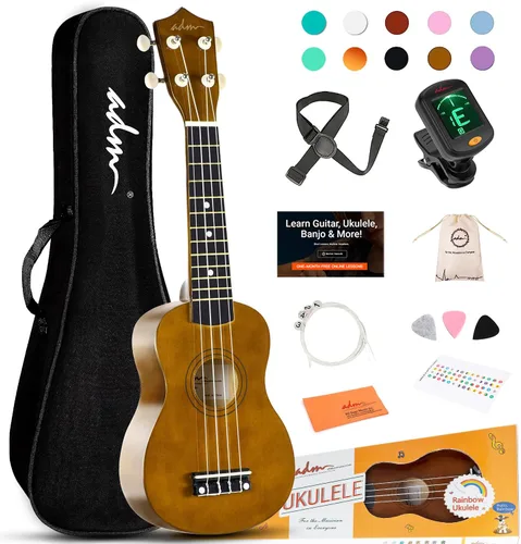 Miniatura 9 de ADM Ukelele para principiantes, kit de madera hawaiana para niños, adultos y estudiantes, pack profesional de ukalele con lecciones gratuitas, bolsa