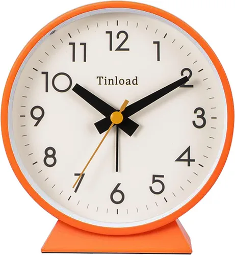 Miniatura 10 de Tinload Reloj despertador analógico retro antiguo de 4.5 pulgadas, funciona con pilas, pequeño reloj silencioso de mesita de noche, iluminado bajo