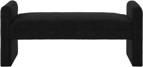 Miniatura 3 de 24KF Banco de Cama Tapizado Moderno Cubierto con Suave Tela Boucle Teddy, Hermoso Banco Otomano de Entrada con Reposabrazos, 5062-Negro
