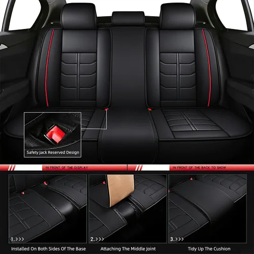 Miniatura 6 de URINOVET Funda de asiento de automóvil para Chevrolet Cruze 2011-2019, funda de asiento delantero y trasero de 5 plazas, fundas de asiento de cuero