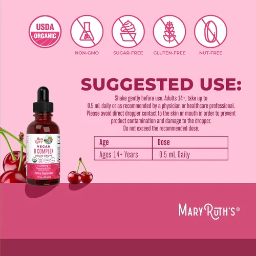 Miniatura 3 de MaryRuth Organics Complejo de Vitamina B Complejo de Vitaminas B Biotina Vitamina B12 Niacina Folato Suplemento de Apoyo Metabólico