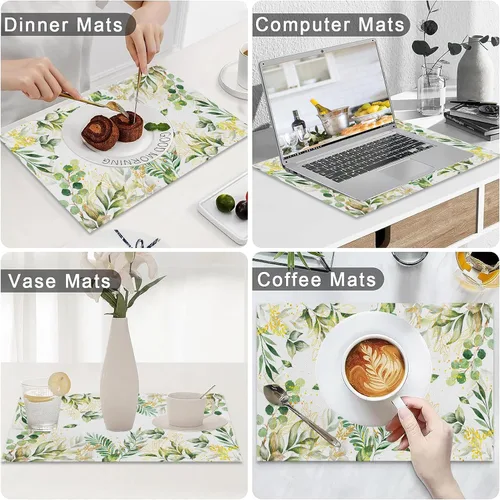 Miniatura 4 de AOFOTO Juego de 4 manteles individuales con estampado de flores silvestres coloridas, manteles individuales artísticos rectangulares modernos
