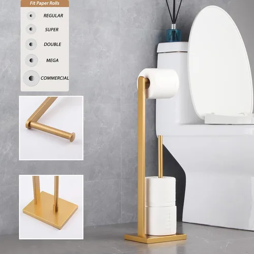 Miniatura 4 de GERZWY Titular de papel higiénico dorado con reserva SUS 304 Soporte de acero inoxidable Soporte de toalla de papel moderno DZY022-BE