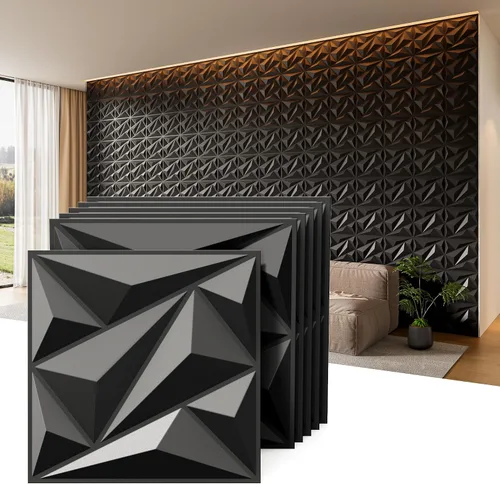 Miniatura 10 de INMOZATA Paneles de pared 3D para decoración de pared interior, paquete de 33 paneles decorativos de pared de 12 x 12 pulgadas con diamantes, panel