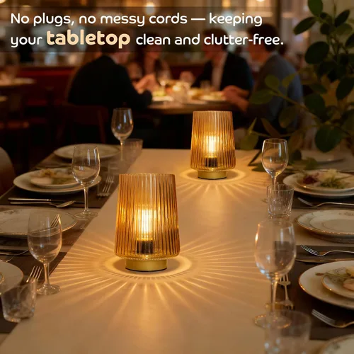 Miniatura 2 de Lámpara a pilas con temporizador, juego de 2 pequeñas y acogedoras lámparas de mesa decorativas de vidrio ambiental para mesita de noche y Ámbar