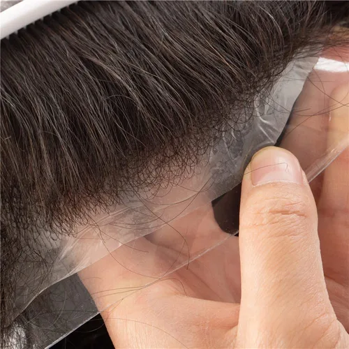 Miniatura 5 de Amiable toupee - Pieza de cabello humano para hombres, cabello humano real de 0.002 in, piel fina, 100% cabello humano con onda natural anudada