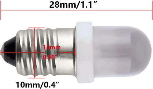 Miniatura 4 de 10pcs E10 Tornillo DC3V Punto Rojo Led Bombilla Lámparas de Luz +10pcs E10 Base (DC3V, Rojo)