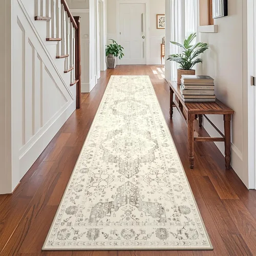 Miniatura 31 de nesrt Alfombra bohemia lavable de 2 x 10 pies, suave, antideslizante, extra larga, alfombra de cocina, color negro, vintage, geométrico, camino