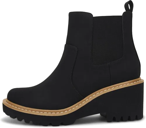 Miniatura 2 de Botines Chelsea con suela de lengüeta para mujer, sin cordones, tacón grueso de bloque medio, cremallera lateral elástica, botines de otoño e