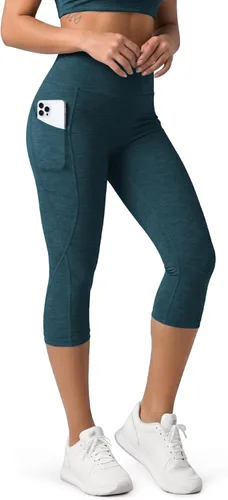 Miniatura 140 de ODODOS - Leggings capri de cintura alta para mujer con bolsillos, control de abdomen, no se transparentan, para entrenamiento atlético, running