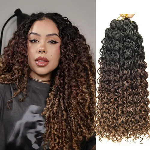 Miniatura 14 de 8 Paquetes de Cabello Rizado con Ganchillo GoGo, Cabello Rizado con Ganchillo para Mujeres Negras, Trenzado de Onda Profunda, Cabello Sintético