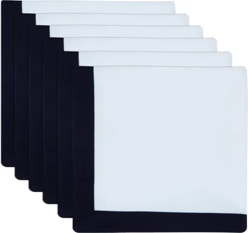 PurpleEssences Juego de 6 servilletas de tela en blanco y negro, 18 x 18 pulgadas, 100% algodón, elegantes servilletas de cena con vainica con