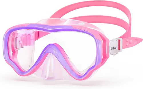 VegoVia Gafas de natación para niños con cubierta para la nariz, antiempañamiento de visión amplia, máscara de natación transparente para niños y