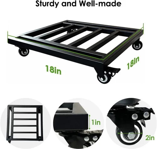 Miniatura 2 de Soporte cuadrado para plantas de 18 pulgadas con ruedas, resistente, organizador grande de metal para plantas en interiores y exteriores, plataforma