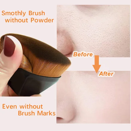 Miniatura 3 de Paquete de 2 brochas de maquillaje de base para mezclar crema líquida, polvo impecable, rubor facial con funda protectora