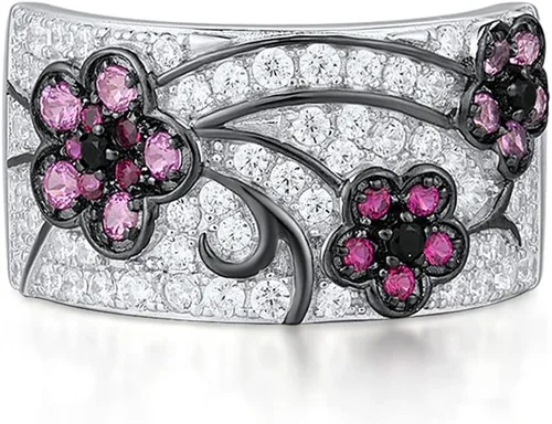 Miniatura 2 de Santuzza Anillo de plata de ley 925 con circonita cúbica y ramas de árbol para mujer
